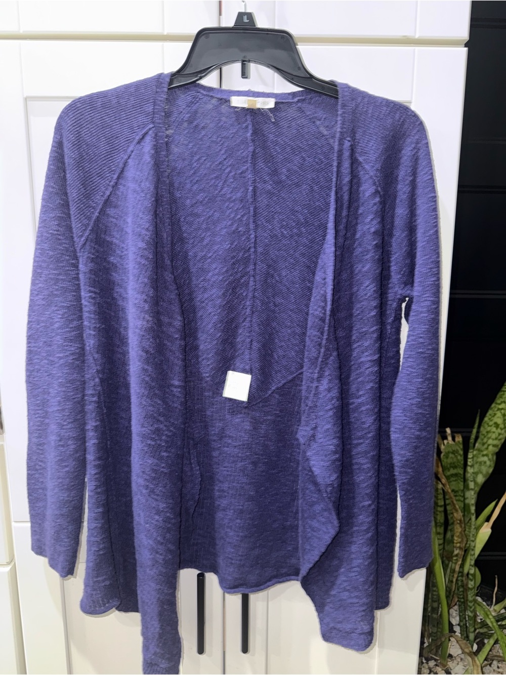 UEC Eileen Fisher LINEN BLEND Purple Open-Front Draped Cardigan SZ S